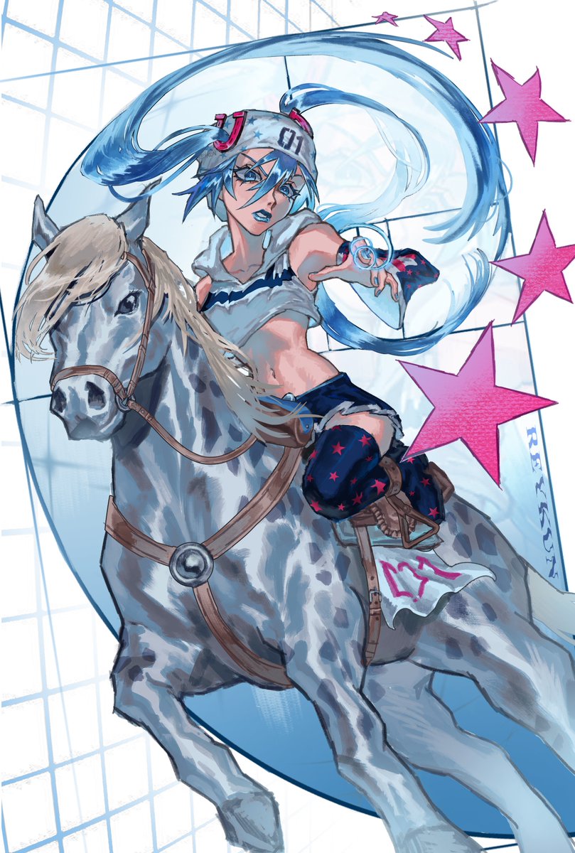 ReyKun_xd's tweet photo. what if Hatsune Miku was a paraplegic jockey in the late 1800s
#jjba #steelballrun https://t.co/xtLy5eqEE1