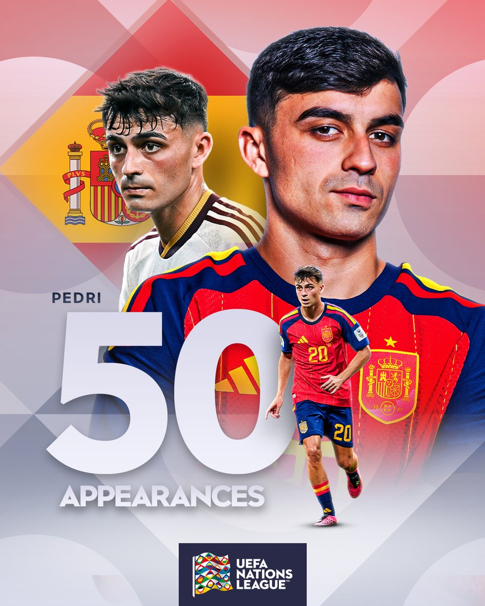 UEFAEURO's tweet photo. Landmark cap for Pedri 🇪🇸

#NationsLeague https://t.co/w9asuzB9oj