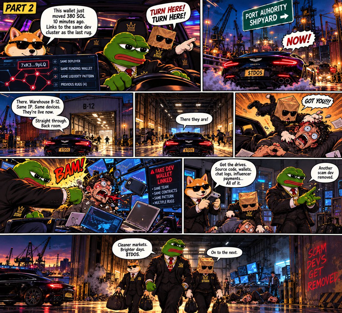 TERMINATE_DEV's tweet photo. $TDOS CHRONICLES — PART 2 🩸

Wallet traced. Location found.
Crew pulled up. Wrong dev. Wrong day. 💀🐸

Scam devs get removed. 🪠

#TDOS #Solana #Memecoin #crypto https://t.co/uz7GD50jd4