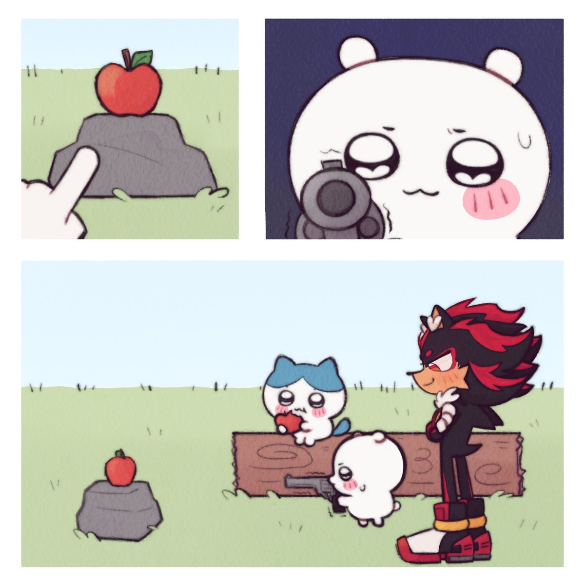 melifloppy's tweet photo. what are they doing 😭
#sonicthehedgehog #chiikawa https://t.co/YU61FOZUtW