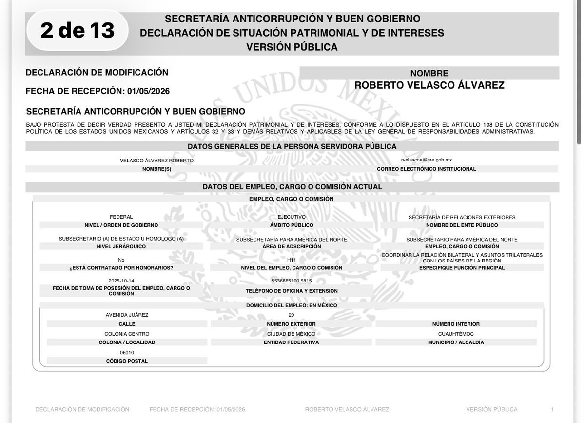 jorgegogdl's tweet photo. Roberto Velasco @r_velascoa canciller mexicano, tiene una colección de relojes finos declara un Jaeger Lecoultre de 120 mil pesos, un Longiness de 59 mil, un Rolex de Herencia y un Omega por “cesión”.

Oh la la https://t.co/nhkGvzOxgk