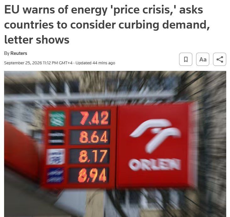 UniqueMongolia's tweet photo. 🇪🇺Brussels calls on EU states to reduce gas &amp; electricity consumption due to high prices. 
This is stated in a letter from European Energy Commissioner Jorgensen.
Source: Reuters
P.S. May be it’s better for EU to restore relations with Russia, buy cheap oil &amp; make EU smart again. https://t.co/YLFkpgmuka
