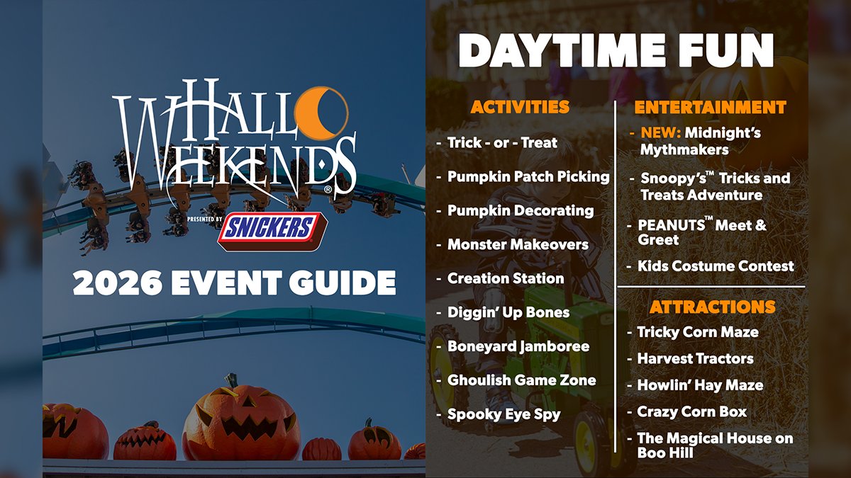 cedarpoint's tweet photo. Planning your trip to HalloWeekends Presented by Snickers™? We've got you covered, ghouls 👻

HOURS 🎃
Thursdays: 6pm - 12am
Fridays &amp; Saturdays: 11am - 12am 
Sundays: 11am - 8pm

See our website for complete details. https://t.co/HOsl4TpJbj