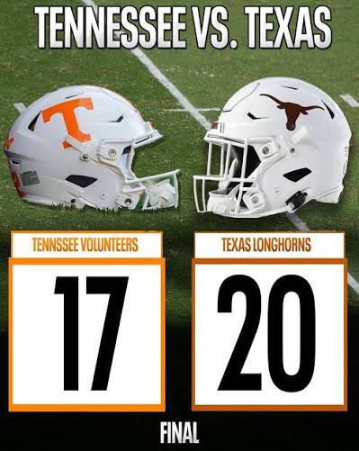 RealMartyT7's tweet photo. The Trump Curse continues as Tennessee loses to #1 Texas 20-17 ending a valiant 4th quarter comeback by Tennessee

Inviting Donald Trump to a sports event guarantees the home team loses. It happened with the Knicks at MSG and many other teams when Trump shows up

Wonder how Tennessee fans feel about the felon Trump now after The Trump Curse led to a Tennessee defeat after he showed up with Marsha Blackburn in Neyland Stadium?

The Trump Curse is real. Tennessee sadly learned that lesson today in Big Orange Country

#USDemocracy #DemsUnited #DemVoice1 #BelieveYourEyesNotMAGALies