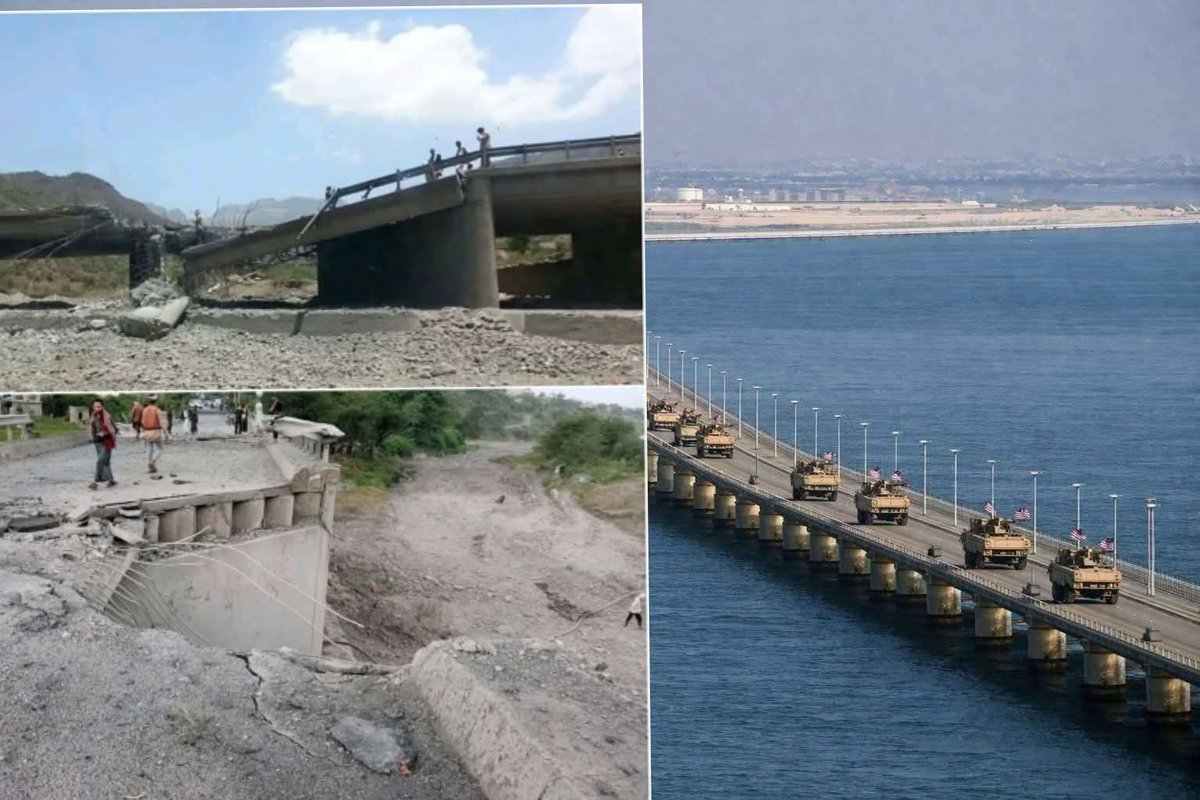 Nashr_kaml's tweet photo. #معادلة_العين_بالعين
جسر الدليل في محافظة إب، الذي تم 
استـ.ـهدافه اليوم
 يقابله من حيث الأهمية جسر الملك فهد الرابط بين السعودية والبحرين.
.     (لاتراجم بيوت الناس وبيتك من زجاج) https://t.co/ESdU96Wvif
