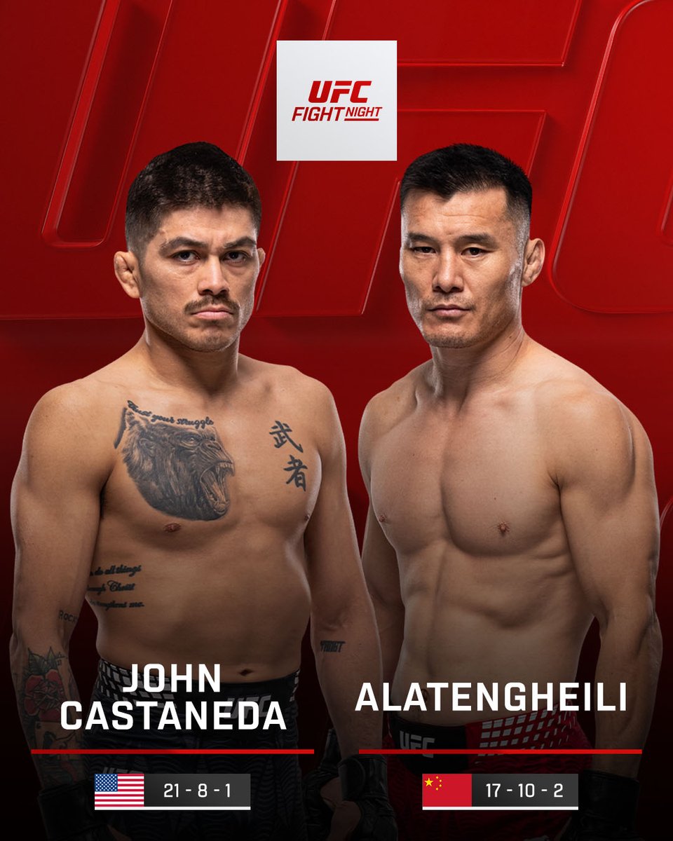 Time to throw down 😤

John Castaneda vs Heili Alateng

[ #UFCVegas121 LIVE NOW on @​ParamountPlus ] 
 [📷](https://pbs.twimg.com/media/HTK2TnLbsAAZs4V.jpg) htt