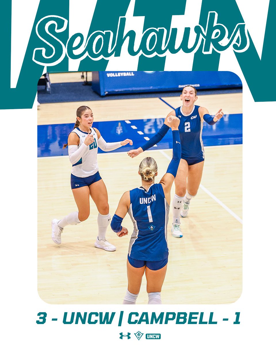 UNCWVolleyball's tweet photo. THATS A WIN👏😤

Seahawks defeat Campbell 3-1 in today's match ! 

#SeahawkVolleyball https://t.co/IiNbgoPU2w