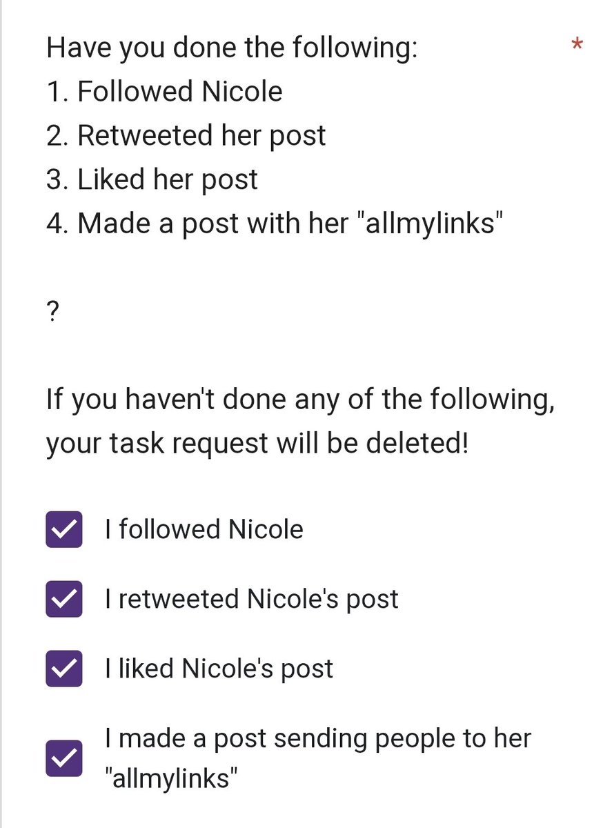 goon2nicole's tweet photo. Just a little reminder, my stars... If you didn't do ALL 4...

Your task request will be deleted! 

So far I've gone through the first few and you only did 1-3.

Liars get blocked ;3! https://t.co/X7g2uqMQTF
