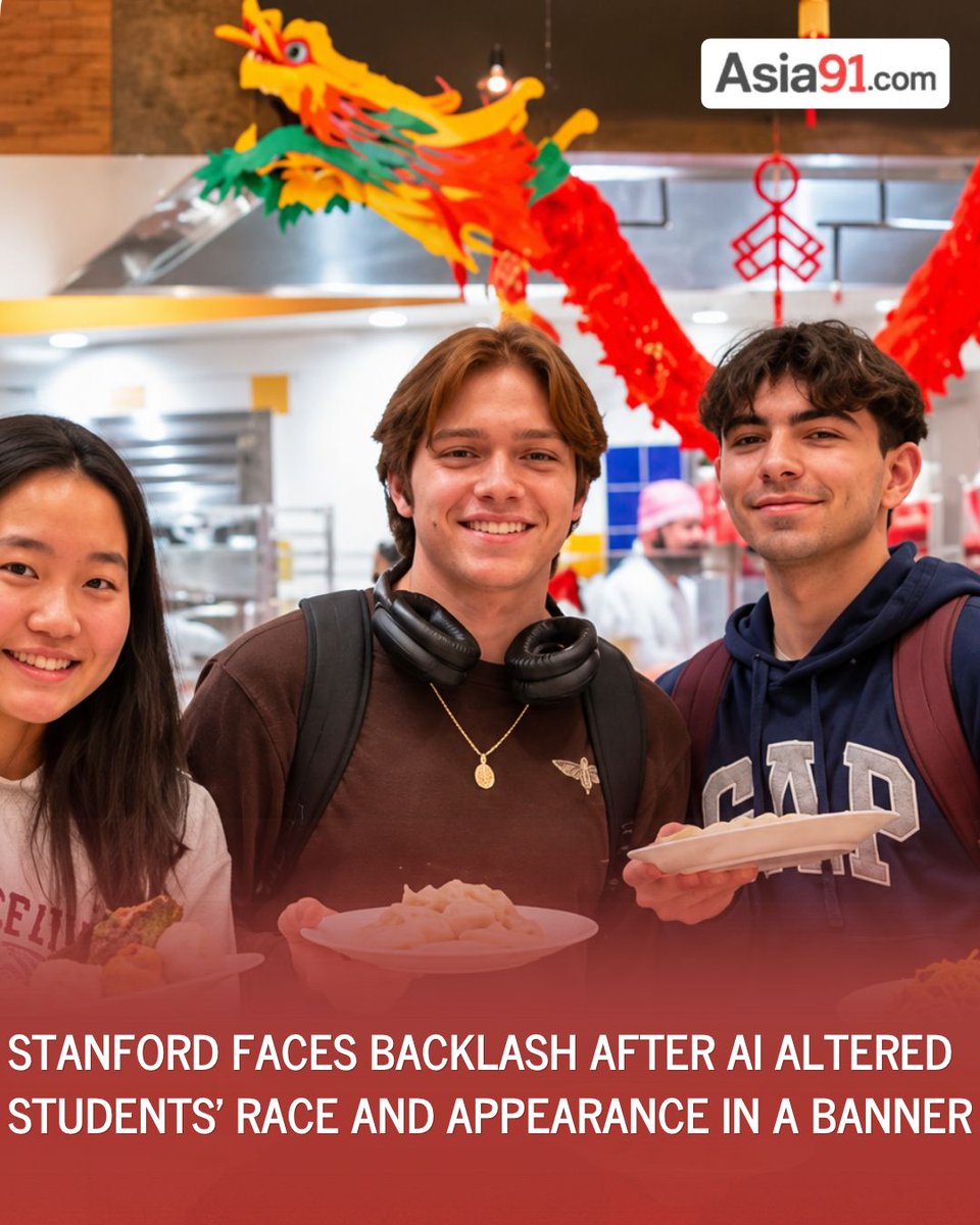asia91_dot_com's tweet photo. The university says the image was changed in violation of its AI policy.

Stanford acknowledged that AI was used to alter a student image for promotional material, including changes to race, gender and appearance, and said the alteration violated university policy.

#Stanford #ArtificialIntelligence #AI #EducationNews #USNews