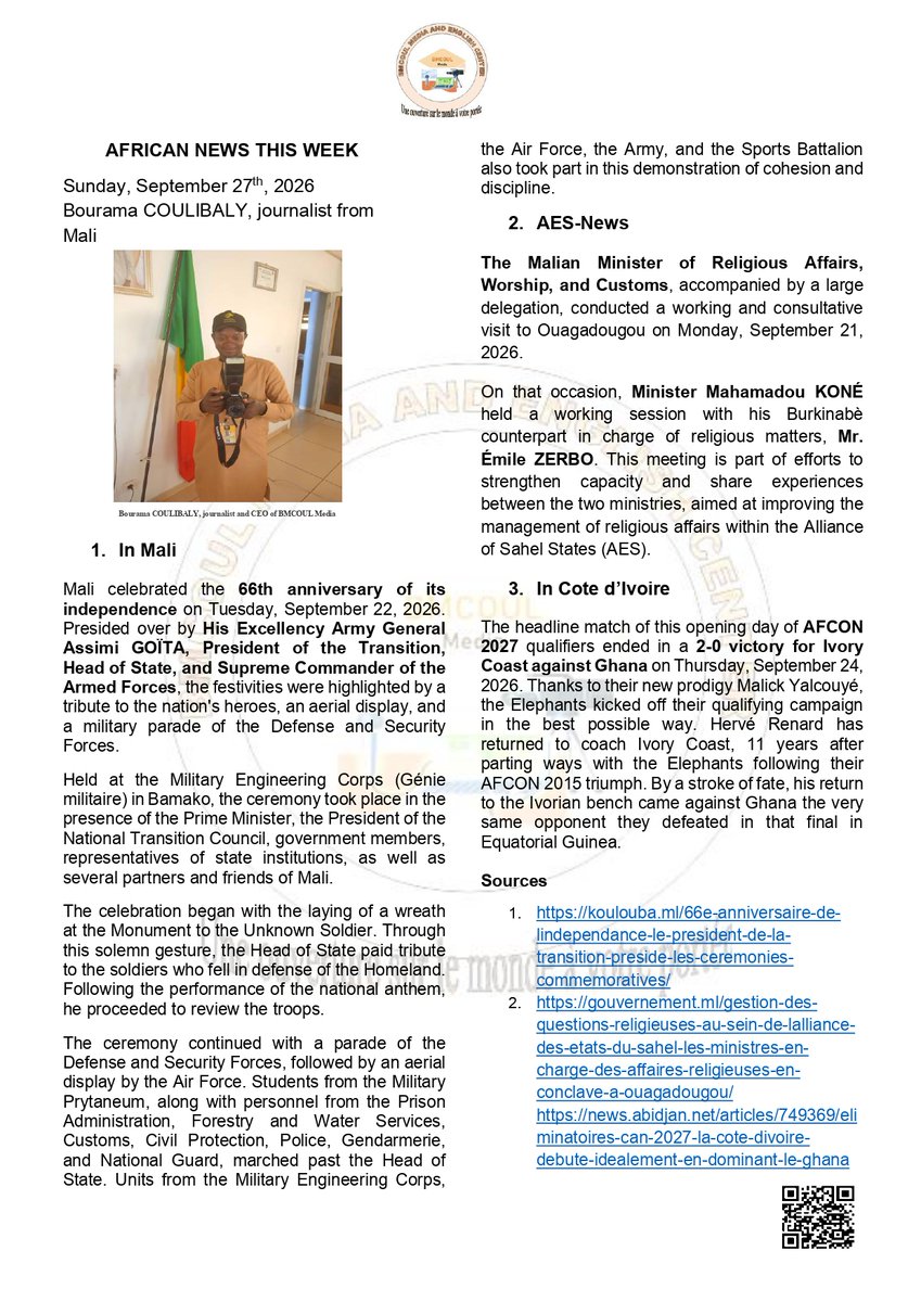Bourama34548129's tweet photo. #BMCOULmedia
#RADIOMANDENBAKARYmedia
#AfricanNewsThisWeek
#Journalism
#Verification
#Sources
#Communication https://t.co/XgUqROrnPe