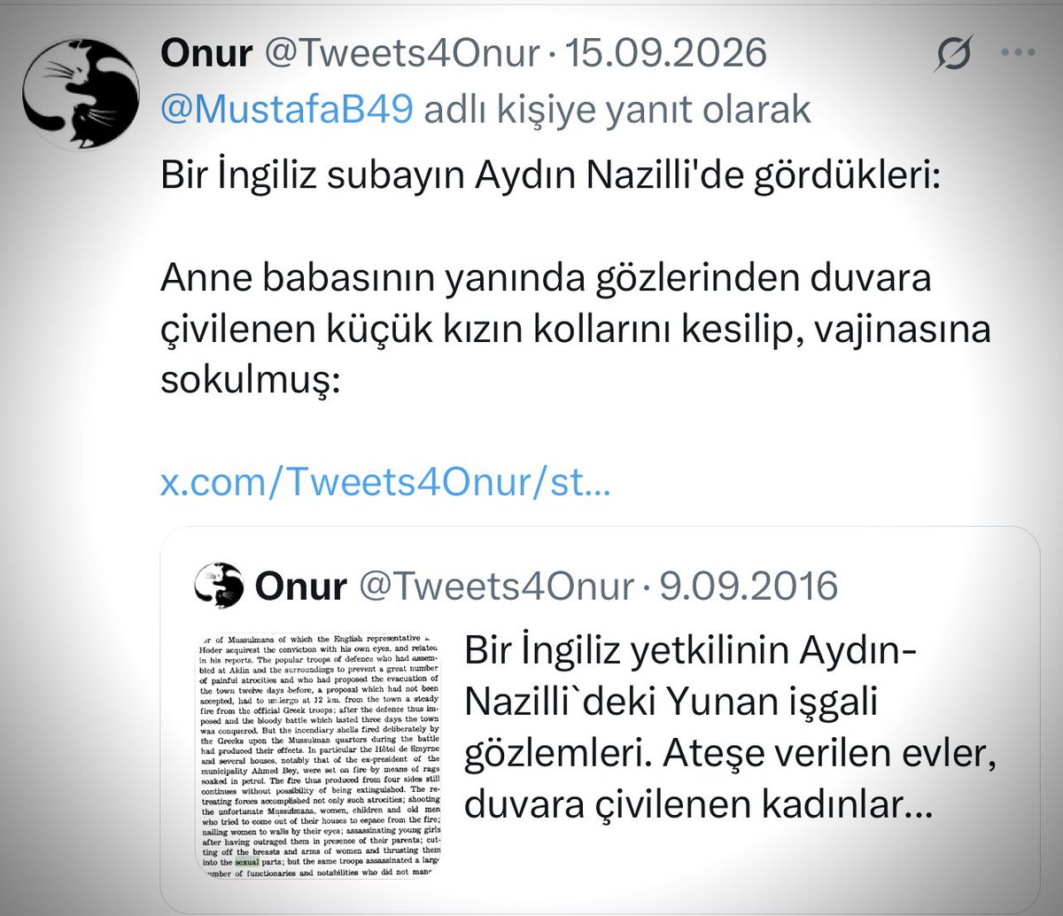 MustafaB49's tweet photo. VAHŞETİN ve İĞRENÇLİĞİN ZİRVESİ

Paylaşmaya, yazmaya bile utanacağımız hadiseler.

Bu paylaşımların altına gelip,
“iyi yapmışız, yine yapacağız” diyorlar.

“Geride kalmış, dost olalım” diyen kimse yok. Özür dileyen hiç olmadı.

Tatile gittiğimiz adalarda bizi ağırlayanlar bunlar.