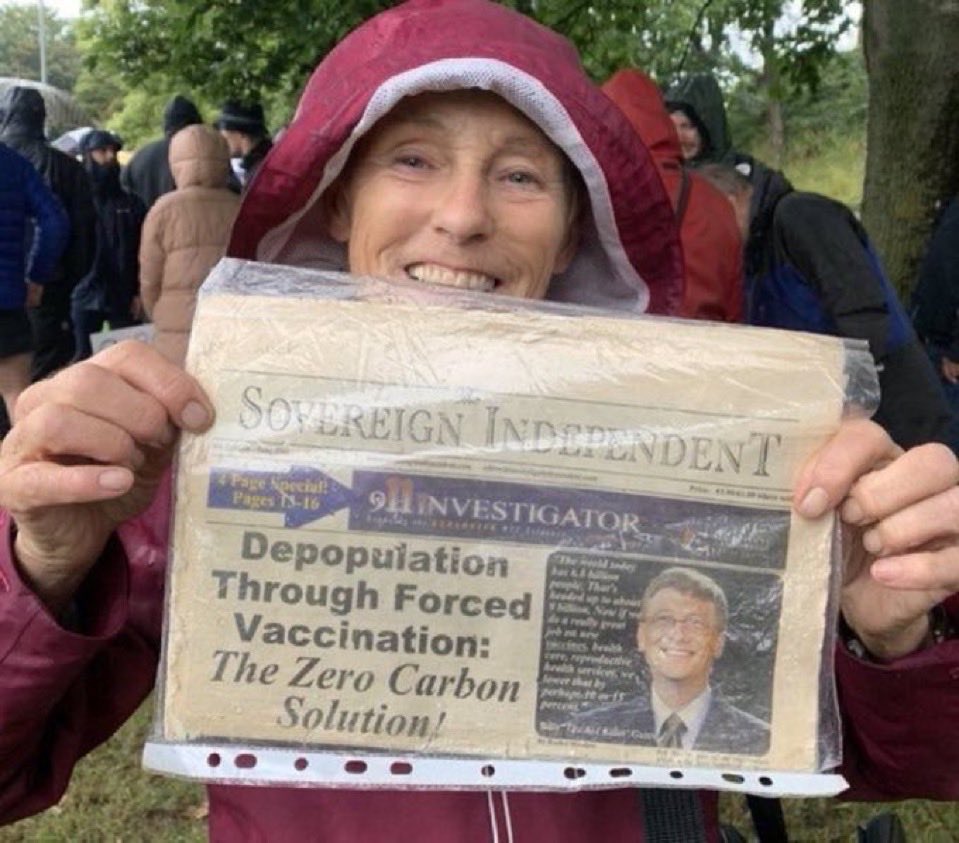 DeepLeaksHQ's tweet photo. This woman is holding a newspaper that she has kept since 2011.

The paper contains an article by Bill Gates called “Depopulation Through Forced Vaccination”, as it will be the most "environmentally friendly solution."

This article can’t be found anywhere now.  

Please share! https://t.co/BauagE3ijW