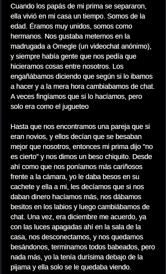 RelatosLATAM's tweet photo. Se besaba y se manoseaba con su prima hasta que hicieron un oral! 

Relato anónimo
#incesto #incestoprima #prima #relatoshot #confesiones https://t.co/1NEVCJg8WV