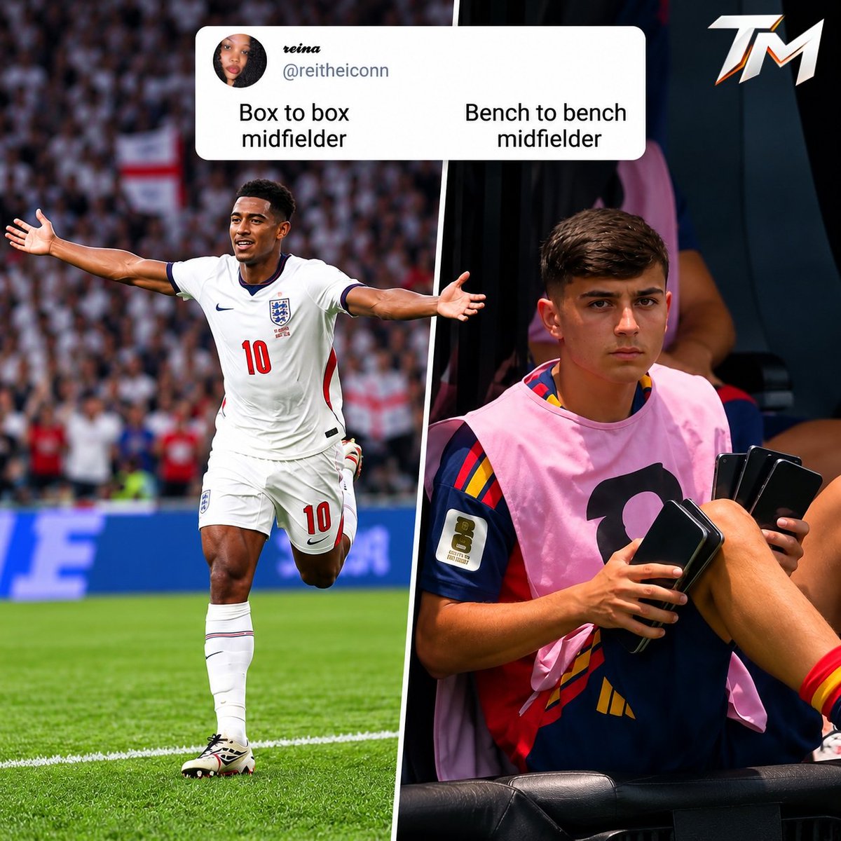 TMfutbal's tweet photo. This Pedri and Bellingham is too accurate. 😂 https://t.co/5IgnFTrzyk