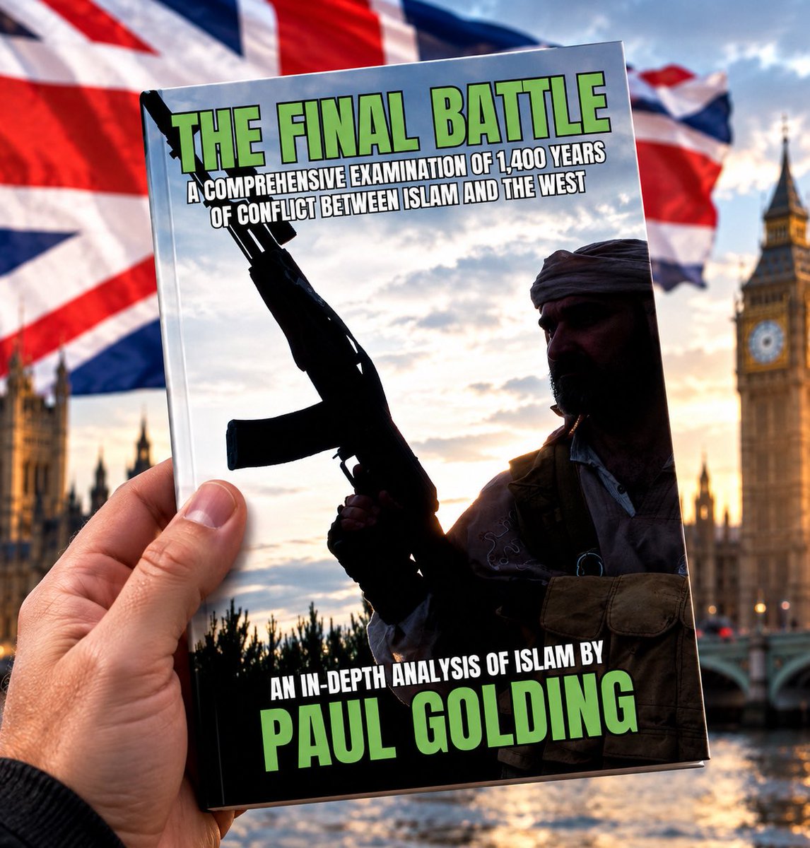 BFirstParty's tweet photo. Paul Golding’s monumental book on Islam called 'The Final Battle' is now back in stock on the Britain First website.
We can also accept international orders as well as orders from within the UK: 

➡️ https://t.co/nmh6x8e52O https://t.co/wBoCIeJ81H