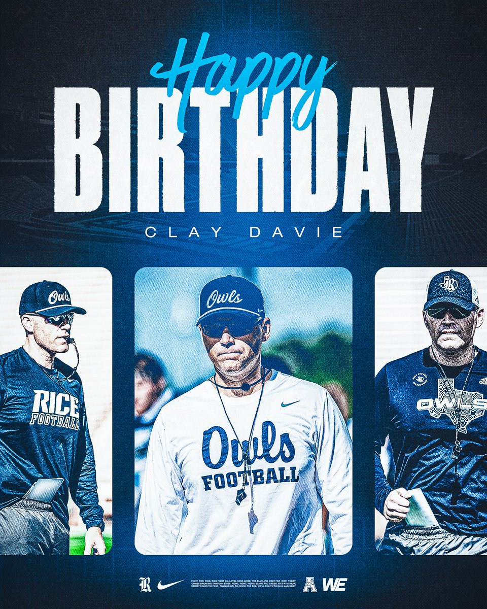 RiceFootball's tweet photo. Happy Birthday to our Assistant Offensive Line Coach, @cdavie51 🥳🎂

#WE | #ReptheR https://t.co/KT8AtRZexB