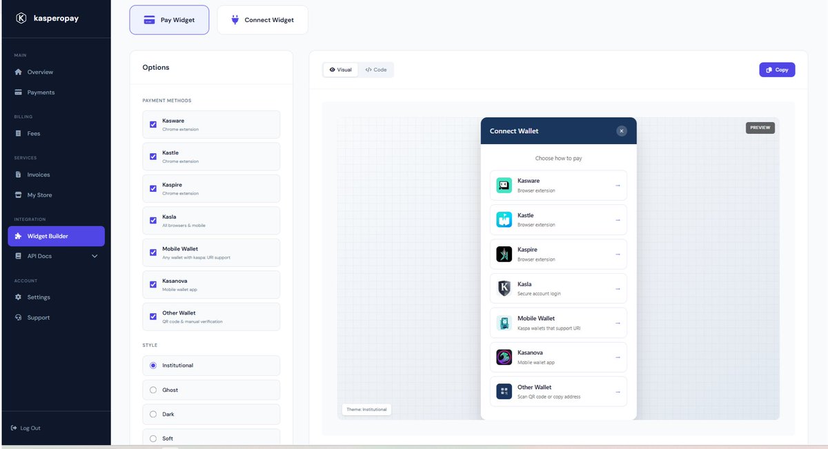 kasperopay's tweet photo. We have added @kaspirewallet to the KasperoPay Widget builder, and it's already deployed for existing users of both KasperoPay (payment processor) and KasperoConnect (logins and identity). https://t.co/5kaWPfNCeP