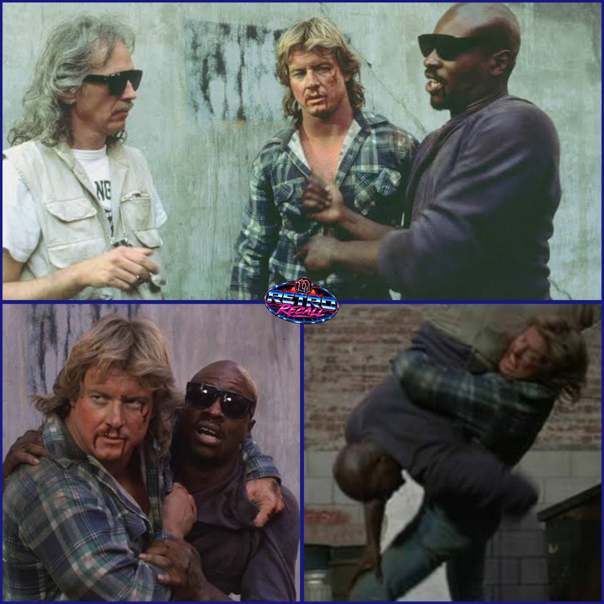 RetroMoviesDB's tweet photo. They Live (1988) Awesome Trivia.

The alley fight.

Script said “they fight.” Twenty seconds. Done.

Piper and Keith David took it behind  Carpenter’s Valley Office and with Jeff Imada and mats....turned it into five minutes twenty of two guys refusing to quit over a pair of glasses.

Real contact. Face and groin faked. Everything else landed. Three weeks of rehearsal. Three or four days to shoot.

Carpenter wanted The Quiet Man. Piper wanted it between friends. So you get the two-by-four through the window, the bottle that cuts Frank’s own hand, Nada laughing, Frank getting madder, then they go over the car anyway.
Suplex. Clothesline. Sidewalk slam. On purpose.
Keith said it was some of the most fun he ever had. Piper taught him how to sell it.Still one of the greatest fights ever put on film.

Put the glasses on....