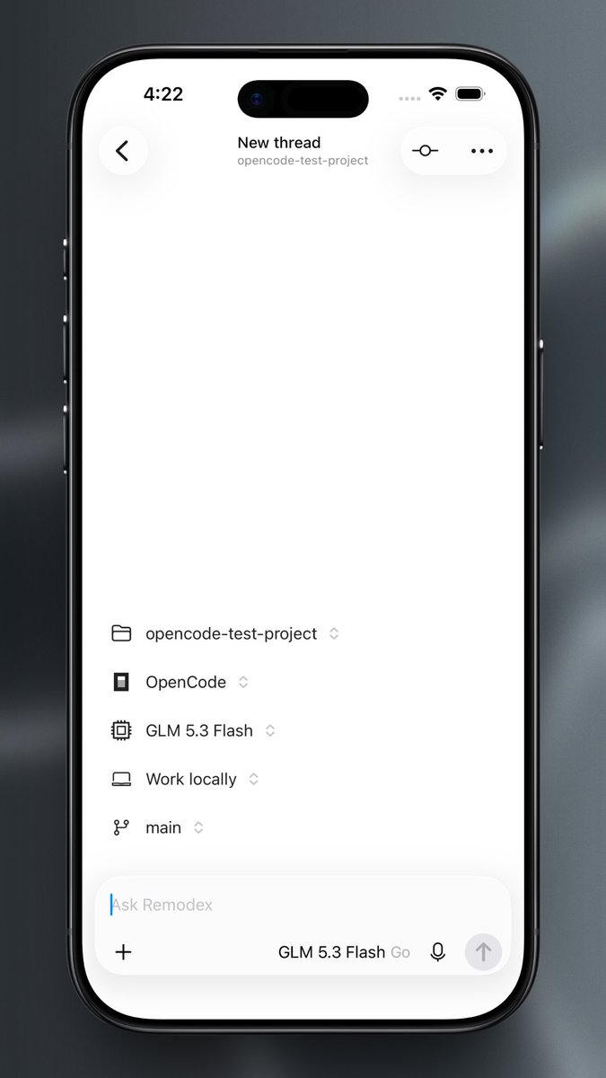emanueledpt's tweet photo. opencode is getting a remote controller

it will be usable with your oc sub in remodex in the next update https://t.co/IRJgC3bQ3f