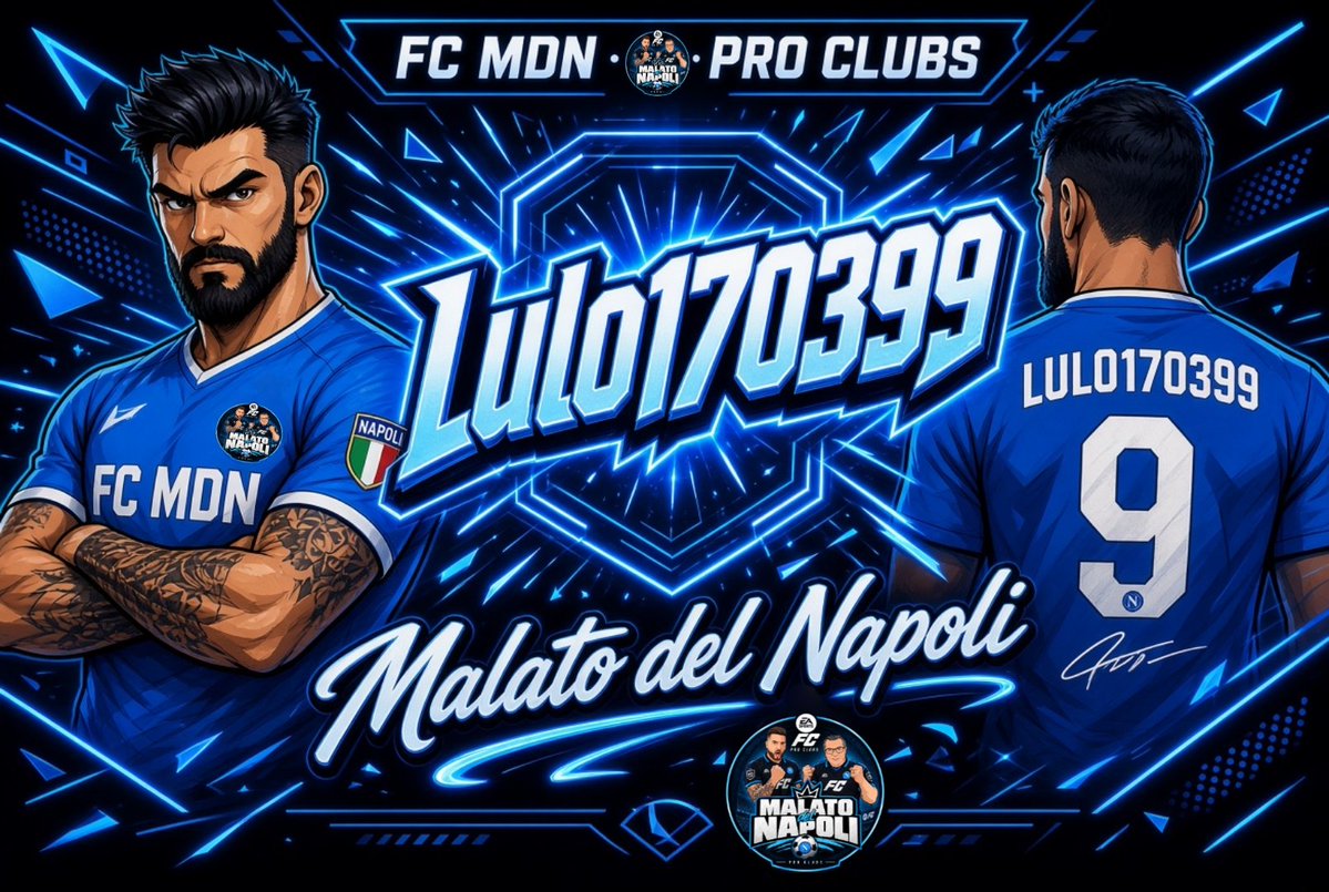 FCMDN__Napoli's tweet photo. Benvenuto a bordo, Lulo170399! 🔵⚽Il reparto offensivo del FC MDN Pro Clubs si arricchisce di un vero e proprio pezzo da novanta. Siamo fieri di annunciare l'arrivo in squadra di Lulo170399, un attaccante completo che indosserà la maglia numero 9 Sulle spalle ! MALATO DEL NAPOLI https://t.co/PBPPbTLtS1