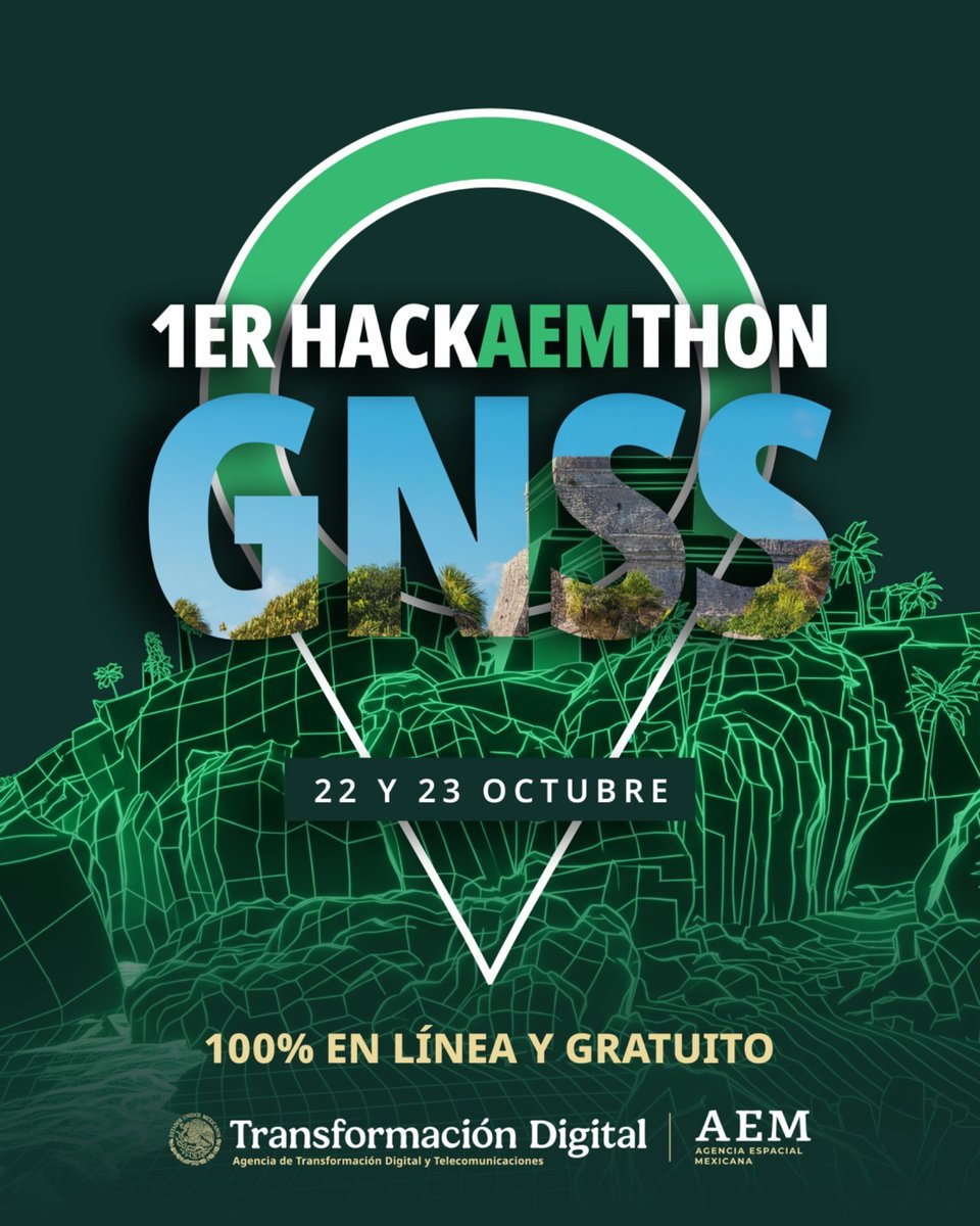AEM_mx's tweet photo. 🇲🇽 ¡El talento nacional tiene una misión!
Inscríbete en el 1er hackathon de aplicaciones con datos GNSS, #HackAEMthonGNSS2026 de la #AEM y #CREDESZacatecas
📣100% EN LÍNEA Y GRATUITO
📅 Registro abierto hasta el 9 de octubre
🔗 Más información en: https://t.co/0bVWAcaFik https://t.co/Cqyh5W26Jl