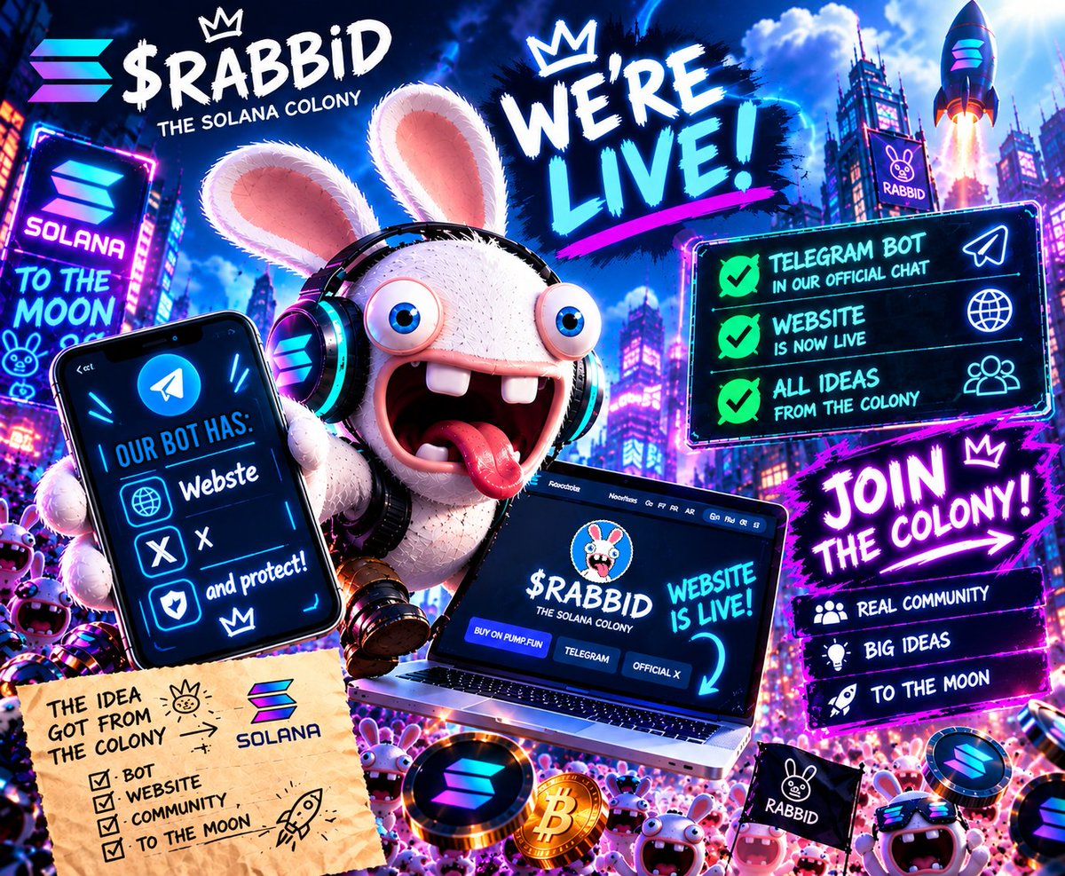 Rabbid_solana's tweet photo. The $RABBID colony is holding the 5-day floor &amp; building an empire! 🏛️🔒

Thanks to our community’s ideas, we’ve just deployed:
✅ Official 3D Website on GitHub Pages
✅ Custom Autonomous TG Anti-Spam Bot

TG channel: https://t.co/s3uVr4PNxO 

Site: https://t.co/EtSOyv0PrU

#Sol https://t.co/7EqpKkY2HD