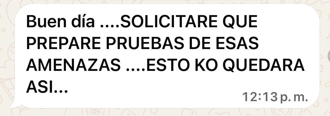 RuthLuqueIbarra's tweet photo. A raíz de la denuncia que realice por las amenazas contra el Pdte de Lucma en Vilcabamba y otros integrantes de la comunidad, recibí este mensaje en mi WhatsApp. Lo hago público porque no aceptaré presiones ni intentos de amedrentamiento por cumplir con mi función de fiscalización. 

Mi actuación no va a cambiar: las amenazas denunciadas por el presidente de Lucma y a otros integrantes de la comunidad deben investigarse, su integridad debe ser protegida. Exigir protección para un dirigente comunal amenazado es parte de mi responsabilidad como senadora. Exhorto a @MinemPeru resolver de una vez este tema de Vilcabamba.