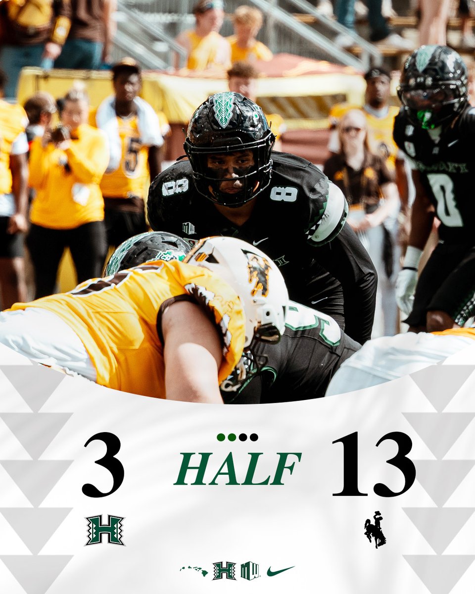 HawaiiFootball's tweet photo. Through 30 minutes in Wyoming

#BRADDAHHOOD x #GoBows https://t.co/be8z32XTCt