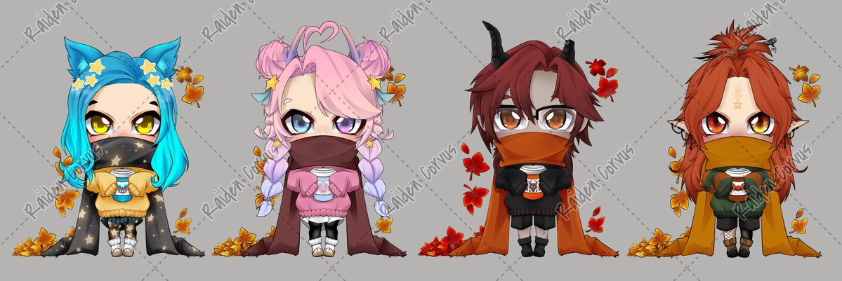 RaidenCorvus's tweet photo. Die ersten 4 VGen Herbst YCH´s sind fertig <3 Für
@KhaliaWisp , @CozyTavii , @hunker15 , @chaoticfoxworld x3

https://t.co/93ugoWSAzk
#YCH #gervtuber #VgenCommㅤ https://t.co/MHSk73bFhf