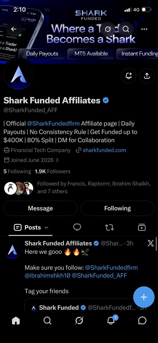 Tushyfxtra's tweet photo. @SharkFunded_AFF @SharkFundedfirm @ibrahimshkh10 @sonotechxyz1 
@Rushikesh_107 
@Krish173236 https://t.co/fmOu4BeHAe