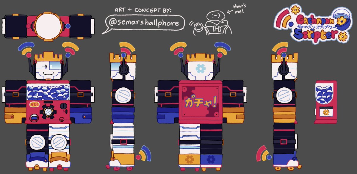 SEMARSHALLPHORE's tweet photo. Skin concept for TROR: Gachapon Scripter #TheRemainsOfRobloxia https://t.co/fBYOnO1gIp