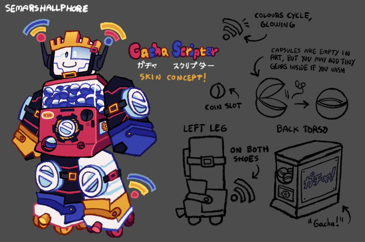 SEMARSHALLPHORE's tweet photo. Skin concept for TROR: Gachapon Scripter #TheRemainsOfRobloxia https://t.co/fBYOnO1gIp