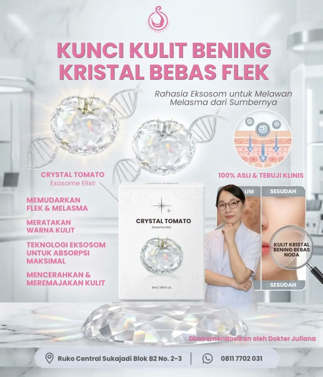 hazelwilliamsek's tweet photo. ✨ CRYSTAL SKIN, FREE FROM DARK SPOTS! ✨
Uneven skin tone caused by dark spots and melasma? Meet Crystal Tomato Exosome Elixir. Powered by exosome technology, it helps fade dark spots and melasma, even skin tone, brighten and rejuvenate skin, and https://t.co/LTQUBVGhxl