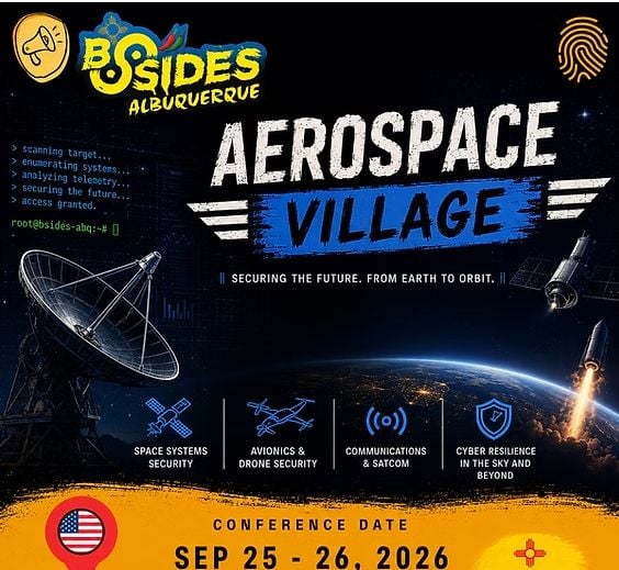 SecureAerospace's tweet photo. We've had a great time so far this weekend at #BSidesABQ2026, but it's not over yet.
If you haven't already (or have), stop by the #AerospaceVillage; we can't wait to connect.
#BSidesABQ #nextgencyber
#cybercareers
#newgrads
#EarlyCareerTech https://t.co/0HEPU26p19
