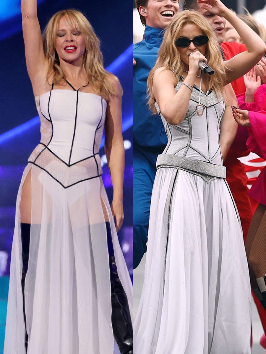 KylieTWST's tweet photo. Speaking about her wardrobe choices, Kylie said: "With Dolce &amp; Gabbana, we paid homage to some of the iconic looks we have created together over the years and gave them an MCG Grand Final twist." https://t.co/iL96jpZPVY