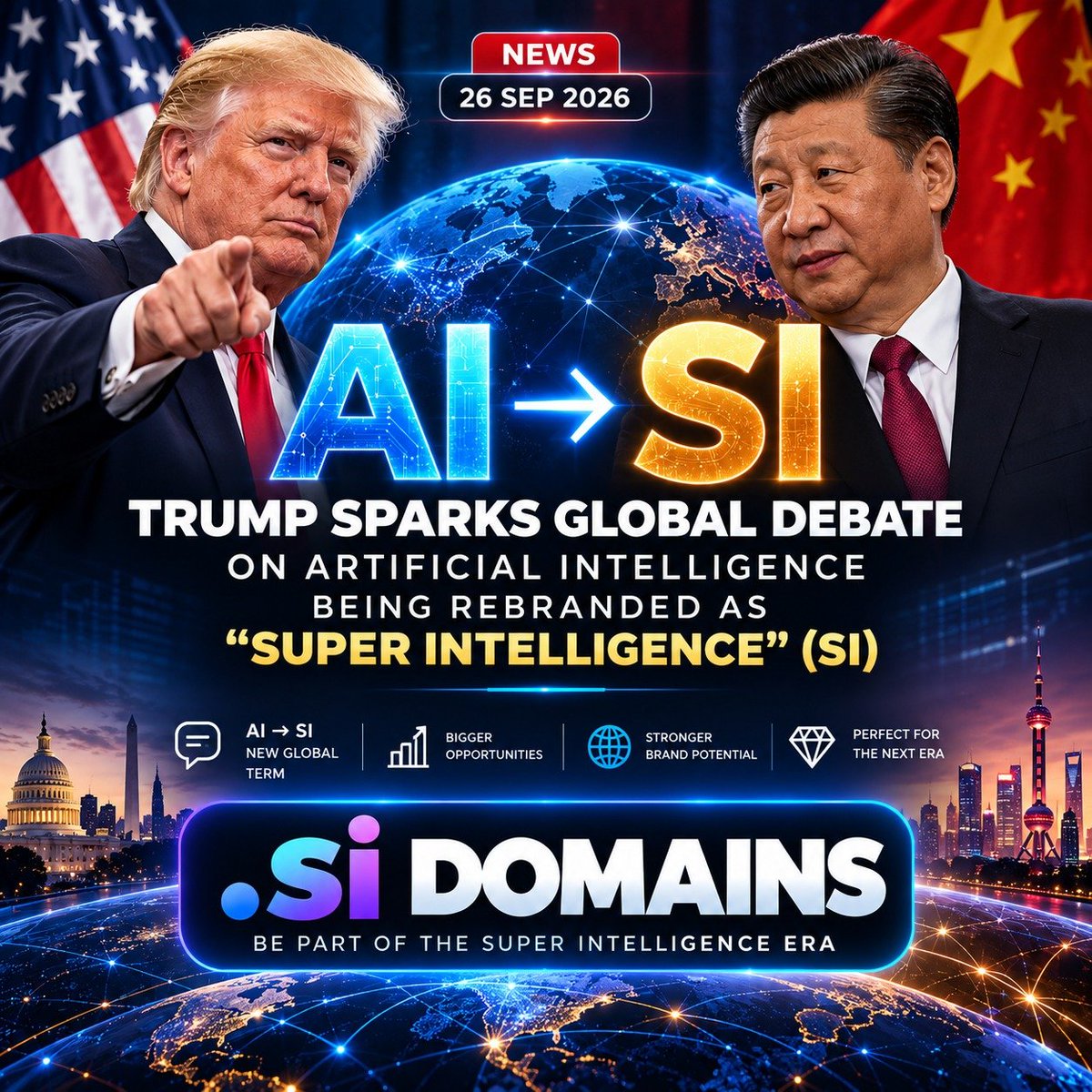 ramdan_bmr's tweet photo. 🌍 AI → SI. The domain world is watching.

As “Super Intelligence” gains attention, .SI domains are attracting a new wave of interest from domain investors, tech founders, and brand builders.

.SI — a powerful extension for the next generation of technology.

#Domaining #DomainInvesting #DomainNames #Domains #DomainForSale #PremiumDomains #DomainInvestor #SIDomains #DotSI #SI #SuperIntelligence #AI #ArtificialIntelligence #Tech #DigitalAssets #BrandableDomains
