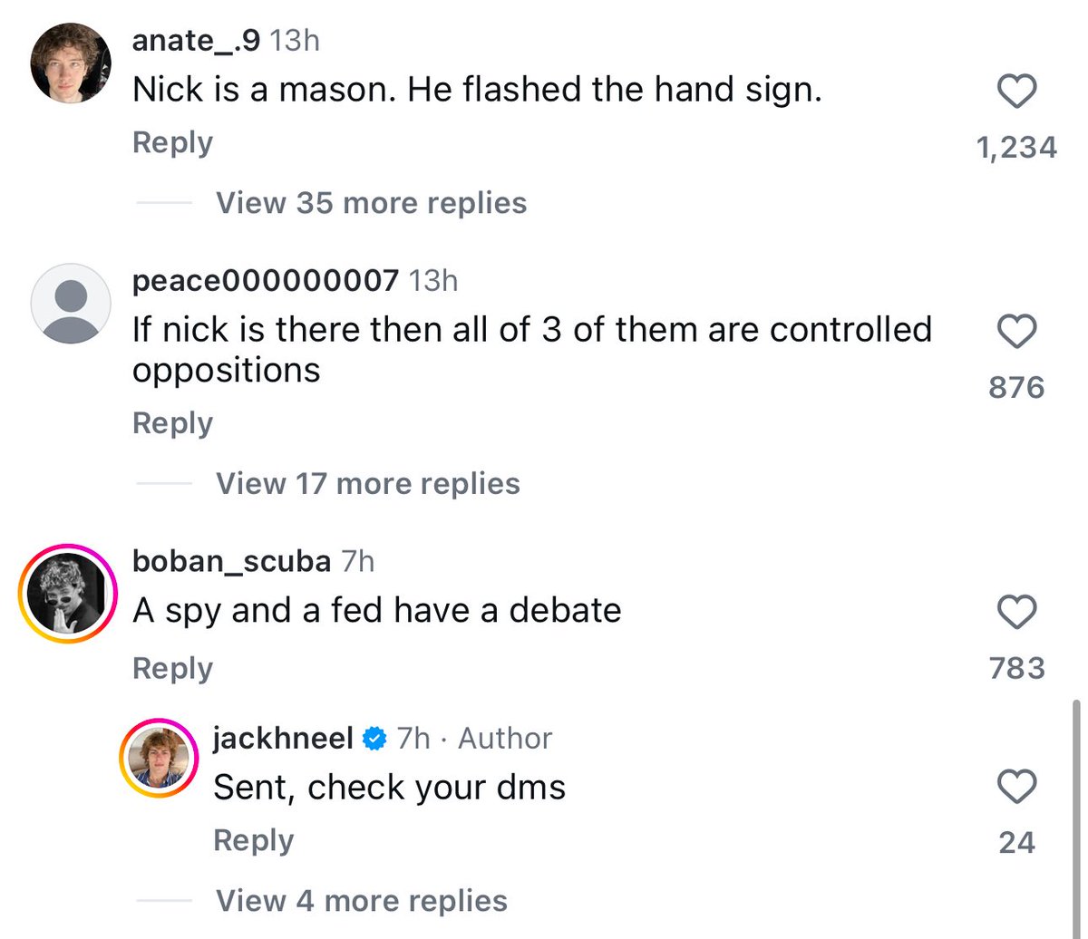 OurOwnNation's tweet photo. Ok I do have to say, based on the Instagram comments on this Nick v. jiang discussion the average “based goy”  is retarded and dog walked by Psyops.They believe that everything is “Feds”, “Freemasons” or “Frankists” and yet they can’t name the executive leaders of Hedgefunds, Institutional asset firms, or even Current Major Media Staff.  

They are the ultimate Slavefuel, they believe they are ruled over but cannot and will not identify specifics regarding whom holds power or exerts influence.

Nick just says “it’s not sabbatean frankists,” and jang is completely floundering but the commenters believe this is evidence that nick is covering for a secret society? 

If these ‘enlightened’ goobers actually conducted independent research recording the names of these people and looked at their Linked in or Public interviews they’d realize that they are not “Freemasons” nor “Sabbatean frankists” Lmfao 

The conspiracy drivel has stifled all potential from the last 2 years of online political progress.