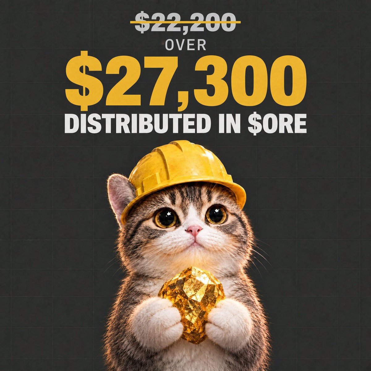 MineCatStonk's tweet photo. Over 27.300$ payed in $ORE distributions through $minecat trading fees https://t.co/b6VLCKMyUu