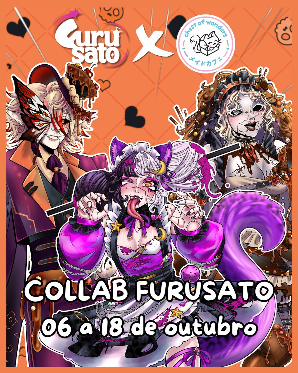 vfurusato's tweet photo. 🍬🩸 O primeiro evento presencial oficial da Furusato vem aí!

De 6 a 18 de outubro, entre no Pesadelo Açucarado, em parceria com o Chest of Wonders! ☕🎃

Bebidas especiais, loja presencial e muitas surpresas. 👀

Durante a semana, soltaremos os spoilers. Fique de olho! https://t.co/IoJSO807sE