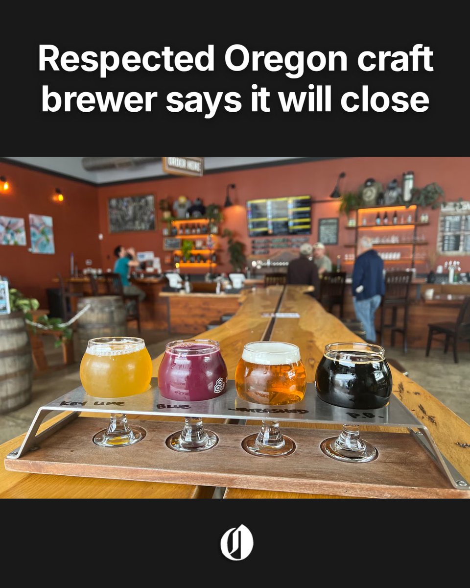 Oregonian's tweet photo. Oakshire Brewing says it will shut down its Eugene, Springfield, and Portland locations, blaming rising costs, COVID-19 fallout, and shifting consumer habits. https://t.co/gu6zAkMO7g