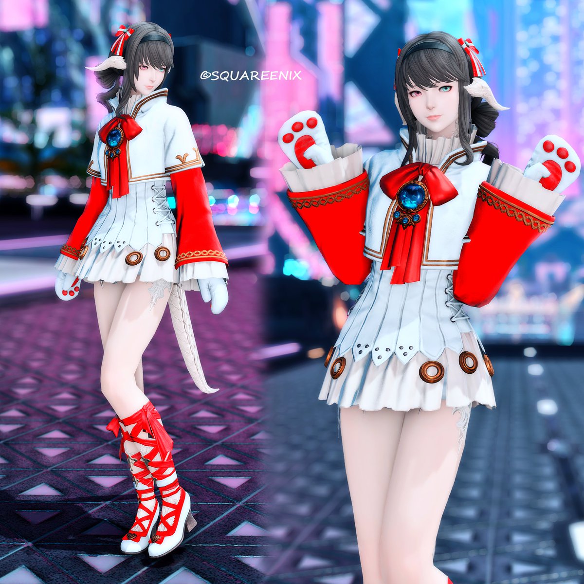 Dan_StarsFF14's tweet photo. #おはウラ&amp; #おやウラ です

リボン多めましまし～🤍❤️🎀

#FF14 #FFXIV #本日のアウラ #メスラ #GPOSER https://t.co/SRdeFlSzVx