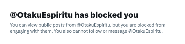 Gibbs_Two's tweet photo. @Wendy_CarterKF His Australian clone, OtakuEspiritu, blocked me as well. I didn't even mention him at all on this account. 🤣 https://t.co/AuzaPFbKlY