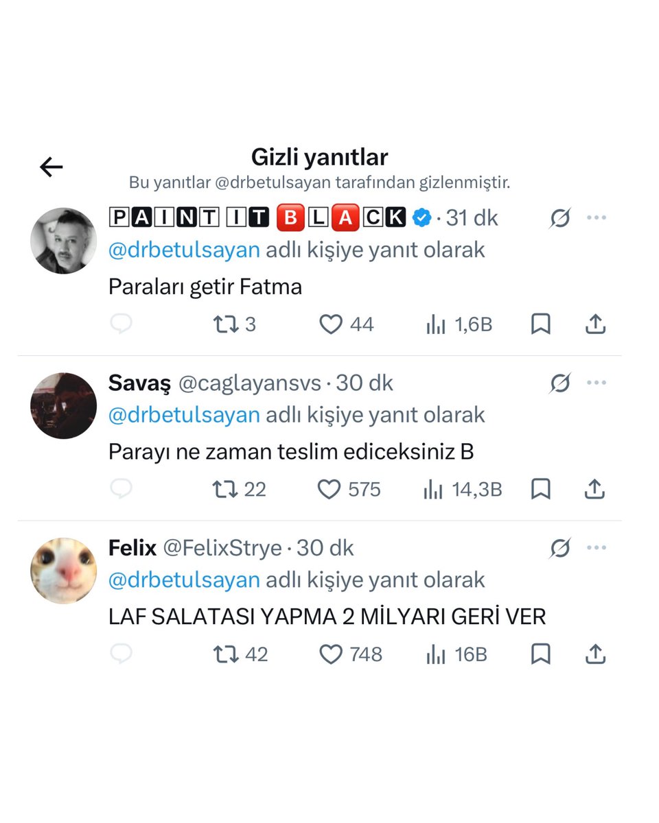 postmbjk's tweet photo. Fatma Betül Sayan Kaya’nın tweetinde gizlediği yanıtlar: 

— Paraları getir Fatma. 
— Parayı ne zaman telsim edeceksiniz?
— Laf salatası yapma, 2 milyarı geri ver. https://t.co/SCr7xhaFj7