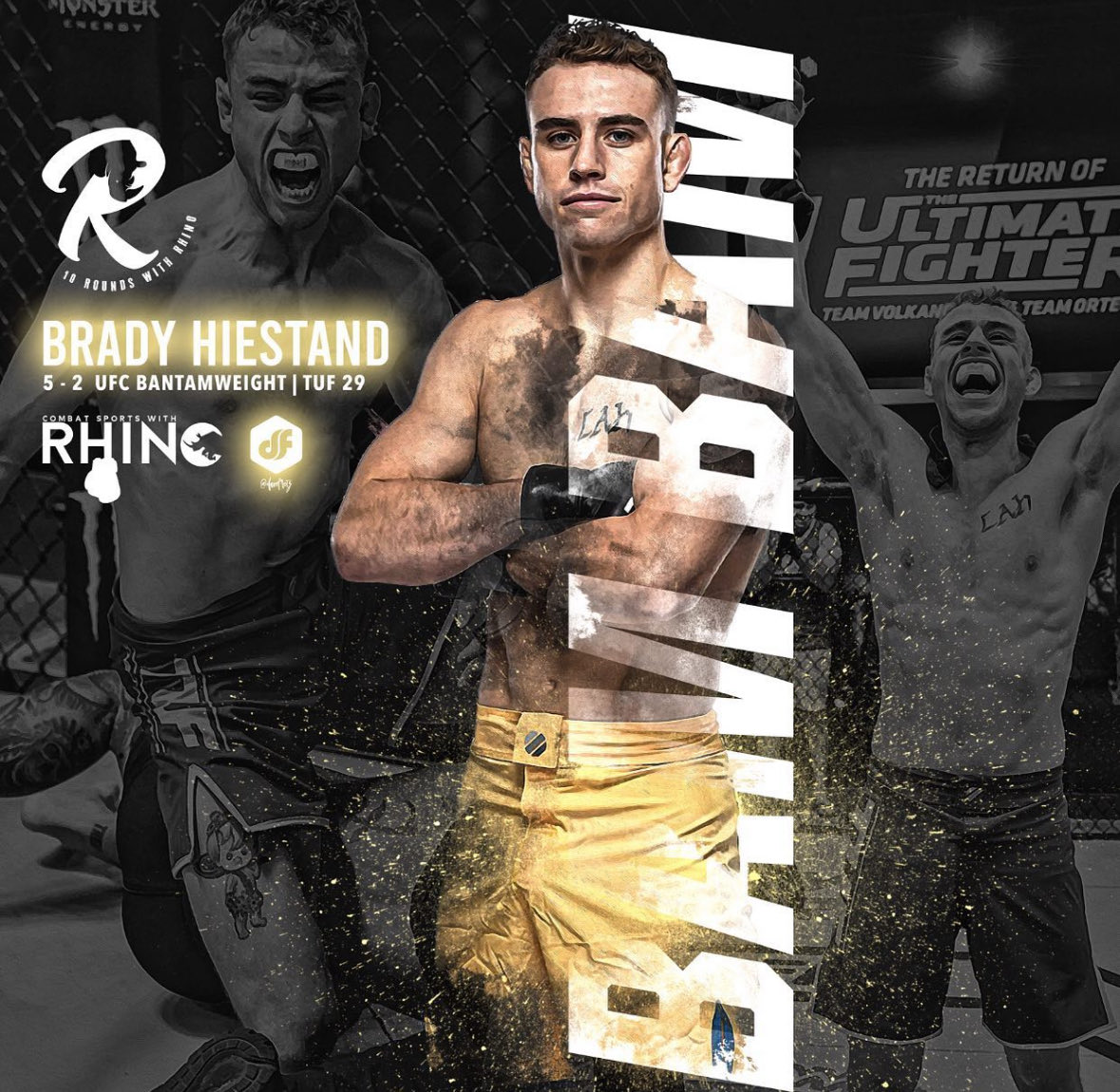 ComSportswRhino's tweet photo. Just about time for #UFCVegas121 and the #CSWR crew will be cheering for our guy Brady Hiestand when his number is called!! #MMATwitter @ufc @paramountplus Art by @davefretzart #RhinoGang https://t.co/am6zFXcbS8
