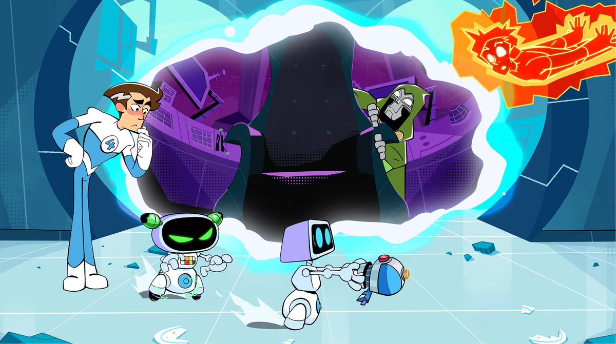 meuSheldonAqui's tweet photo. A Marvel recentemente lançou um novo cartoon oficial para crianças chamado FF: Aventuras com H.E.R.B.I.E e é muito bom. O traço me lembra invasor Zim só que sem o humor grotesco https://t.co/noLLXyZkY5