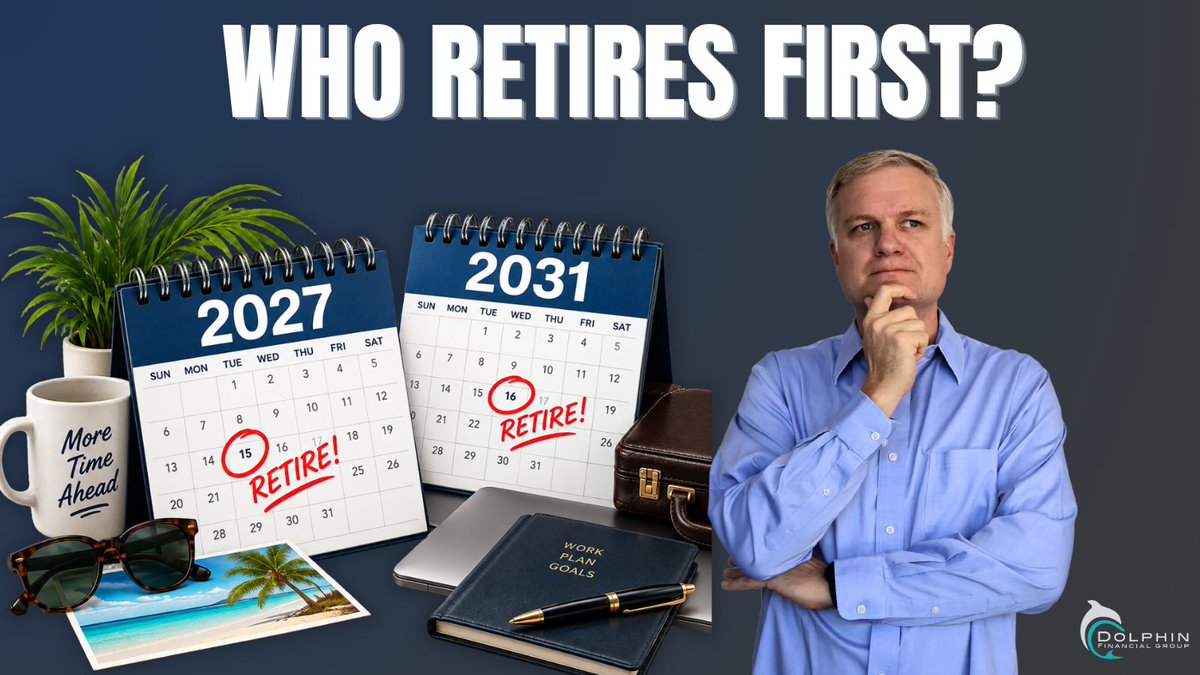 FinanceDolphin's tweet photo. What happens when one spouse retires first? ⏰

Different retirement dates can affect income, Social Security, health insurance—and life at home.

Two retirement clocks. One household plan.

▶️ https://t.co/tjv6TU8hHU

For informational purposes only, not investment advice. https://t.co/NCh80i3Ow0
