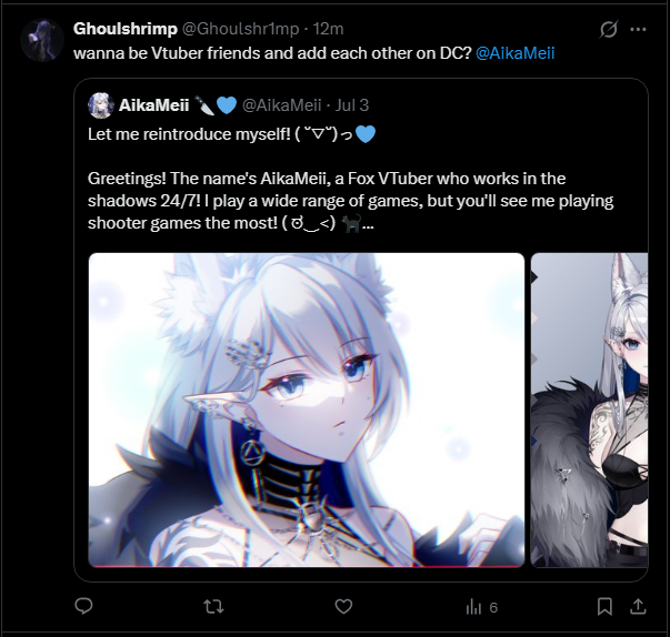 AikaMeii's tweet photo. 🚨 PSA TO ALL 🚨
Remember the VTuber that "wants to be friends" with other VTubers, especially girls? So they're back.

I know who you are. You ain't slick. https://t.co/hMWCRhW8On