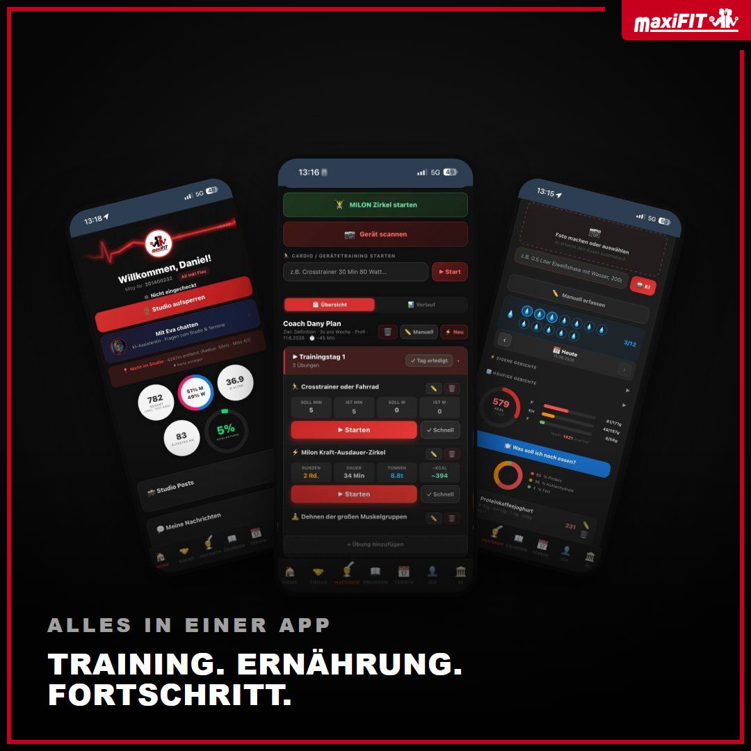 ameliamart6trp's tweet photo. Five apps for one workout? A calendar for planning, a nutrition tracker, a fitness app for exercises, a progress app for photos, plus a studio app that only opens the door. We do it differently. The maxiFIT Members app is your complete fitness https://t.co/OgLN4yZrfx