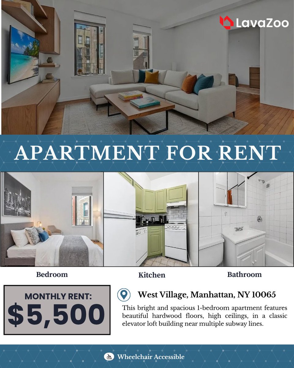 lavazooRE's tweet photo. 🏙️ WEST VILLAGE LIVING — BRIGHT, SPACIOUS & PERFECTLY LOCATED! 🏙️

This 1-bedroom is everything NYC living should be! Nestled in one of Manhattan's most beloved neighborhoods, you're just steps from the West Village's charming cafés, boutique shops, Hudson River Park, and multiple subway lines connecting you effortlessly to the rest of the city 🌳🚇🛍️

📍 Greenwich Street, West Village, Manhattan

Features:
🪟 Large windows flooding the space with natural light
🍳 Separate kitchen with dishwasher
🛗 Classic 5-story elevator loft building
👕 On-site laundry

View the full listing on LavaZoo and discover more incredible NYC apartments today!

#WestVillageNYC #NYCApartments #NYCRealEstate #RentNYC #JustListed