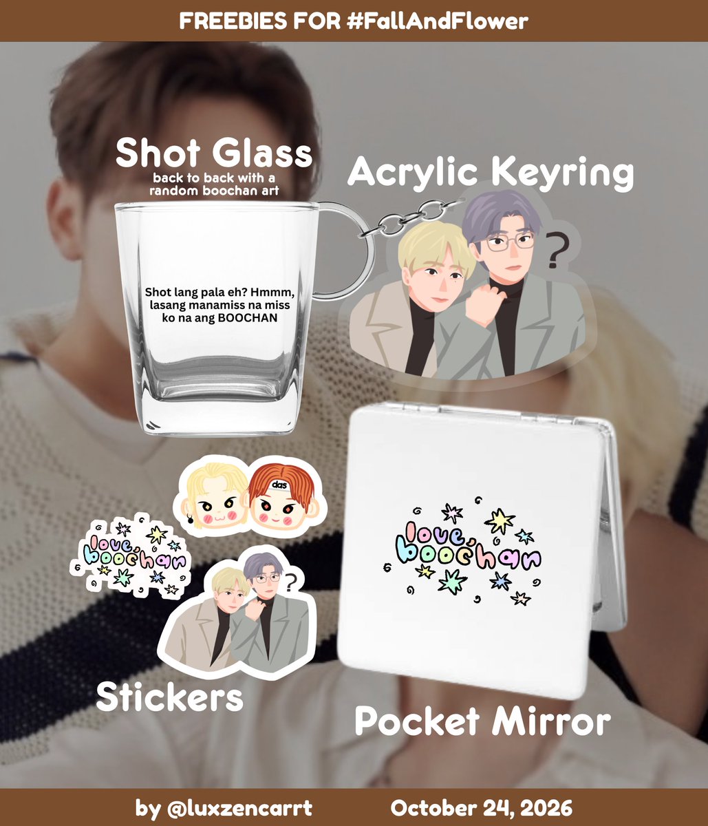 luxzencarrt's tweet photo. ⠀ ⠀ 

BOOCHAN Fan Support
by @luxzencarrt ☻

🗓️ October 24, 2026
📍 Dapit Hapon Cafe &amp; Bistro

limited qty only &amp;&amp; open for trades

#FallAndFlower 🍊🦦

͏͏⠀ ⠀ https://t.co/KrHC78fIHJ